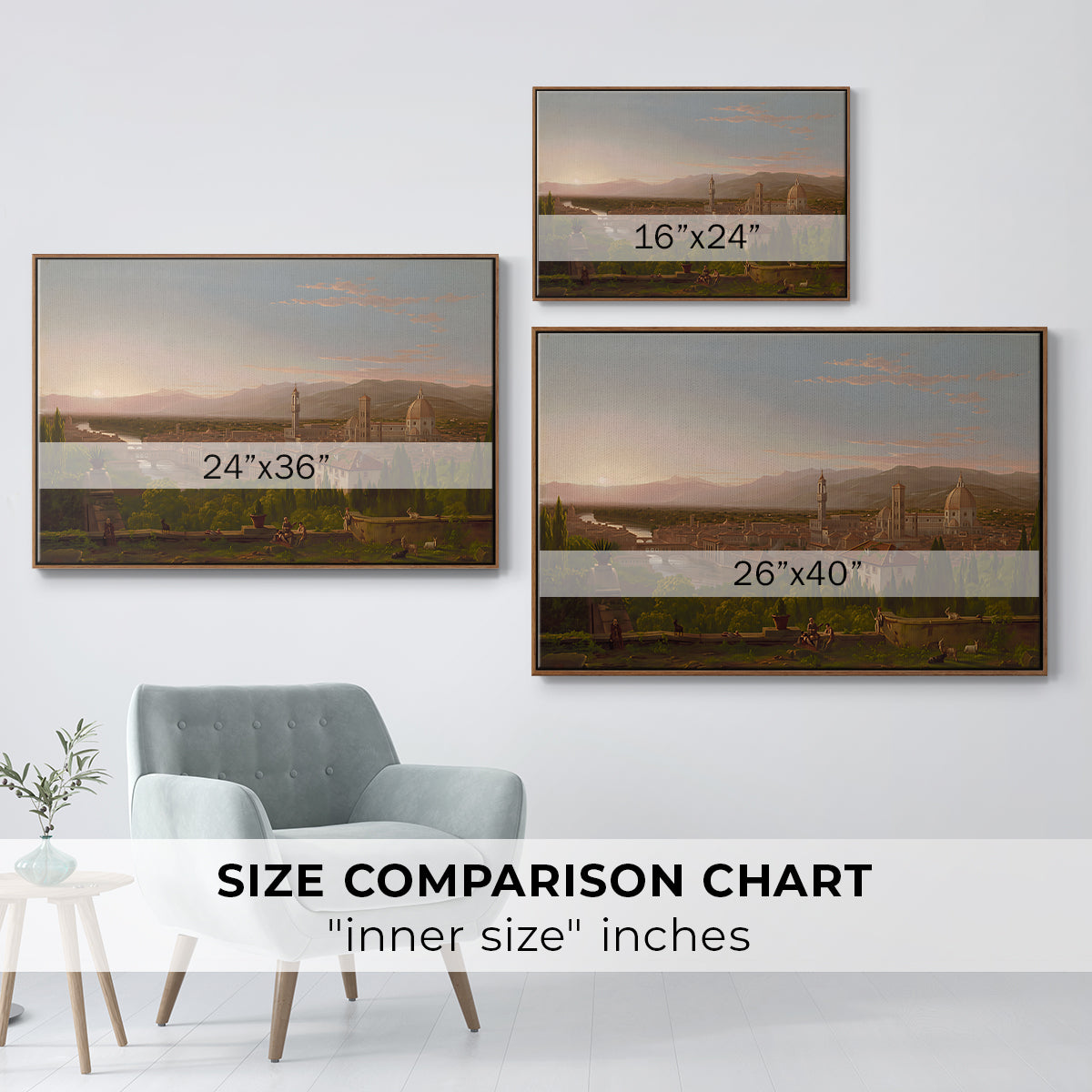 View of Florence from San Miniato, 1837 - Floater Framed Canvas Print