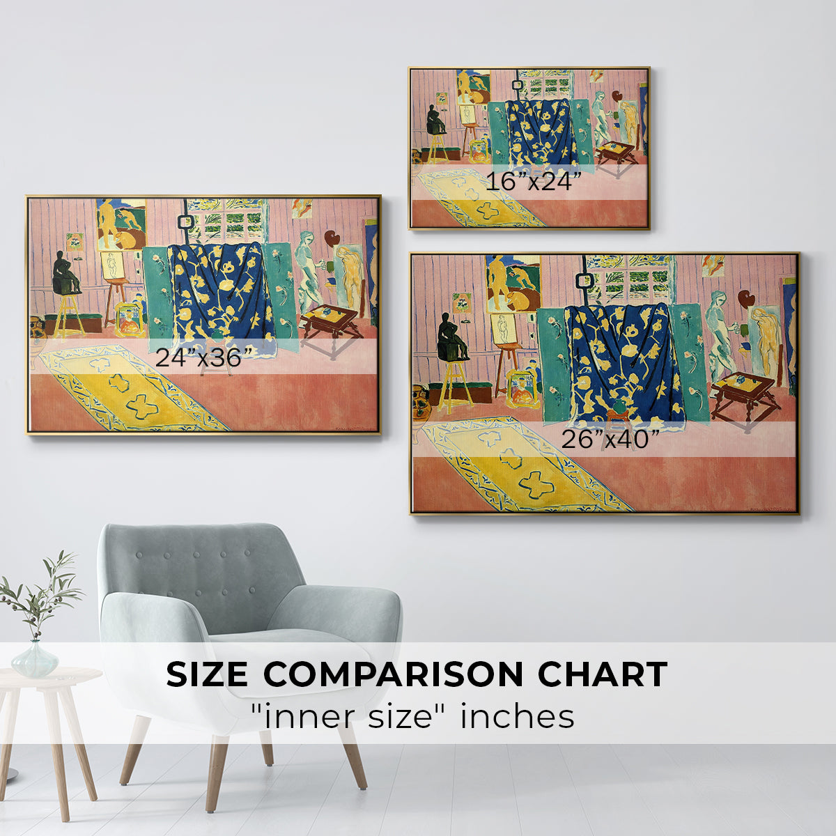 The Pink Studio (L'Atelier Rose), 1911 - Floater Framed Canvas Print