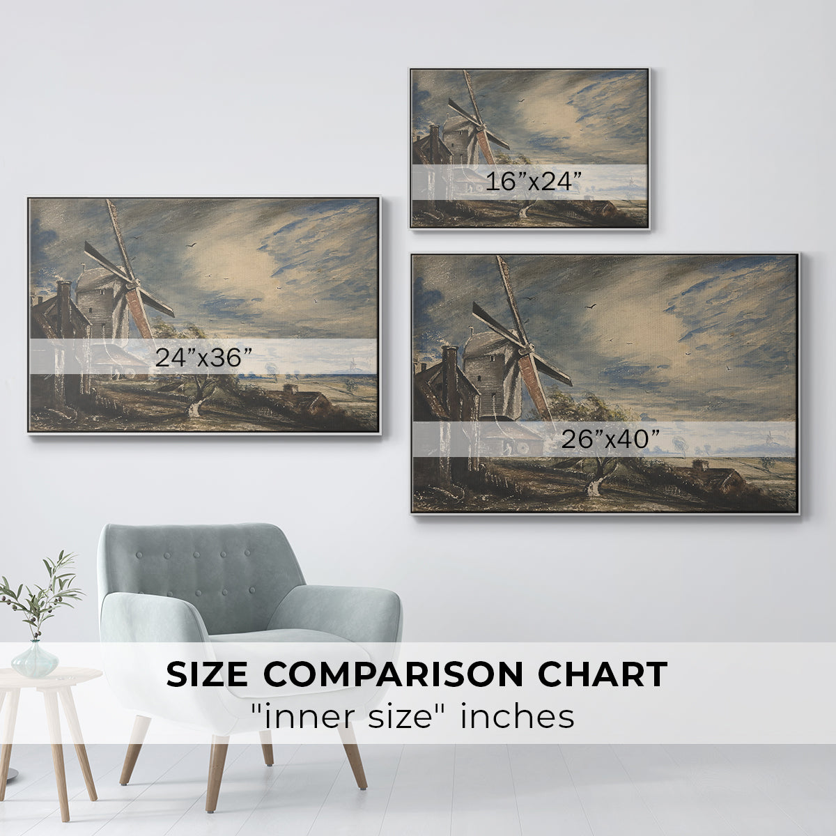 A Mill Near Colchester, c. 1833 - Floater Framed Canvas Print