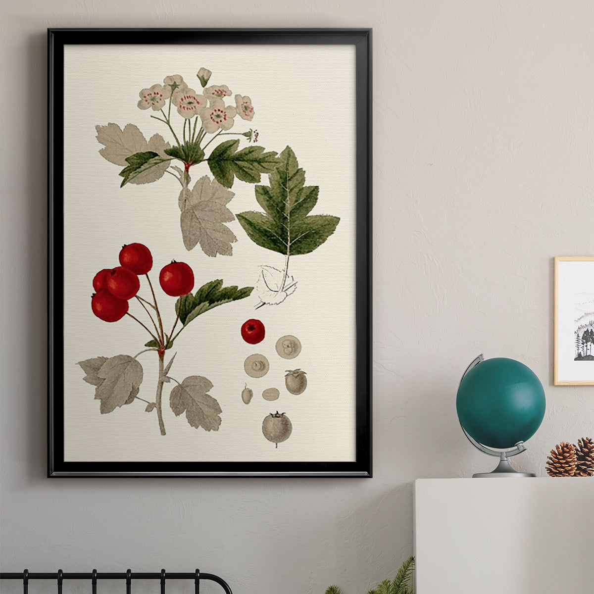 Leaves & Berries III - Modern Framed Canvas Print