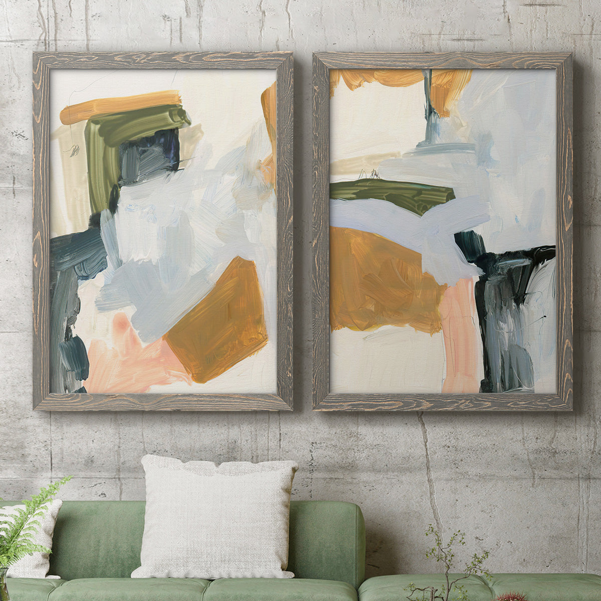 Palette Meld I - Premium Framed Canvas 2 Piece Set - Ready to Hang