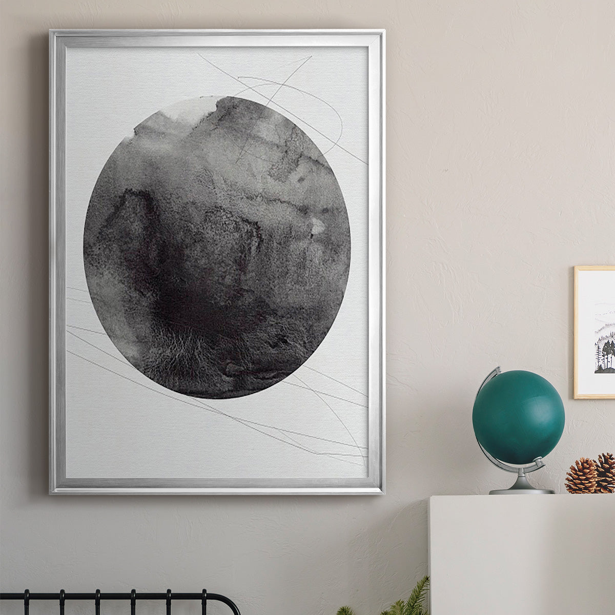 Graphite Moon I - Modern Framed Canvas Print