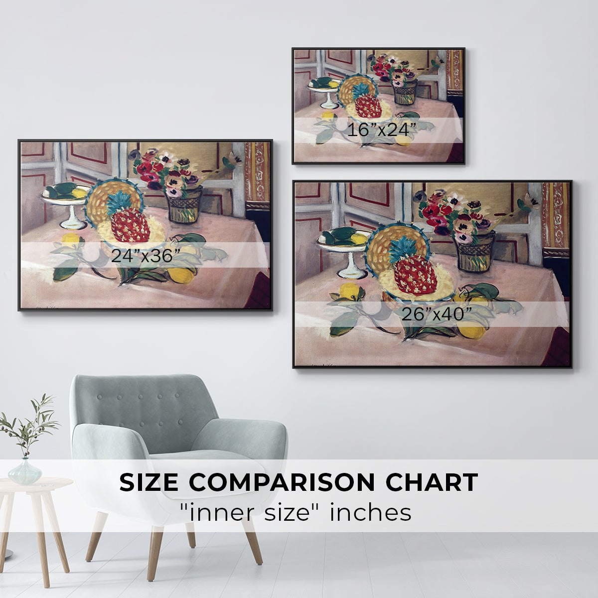 Still Life with Pineapple and Lemons, 1925 - Floater Framed Canvas Print