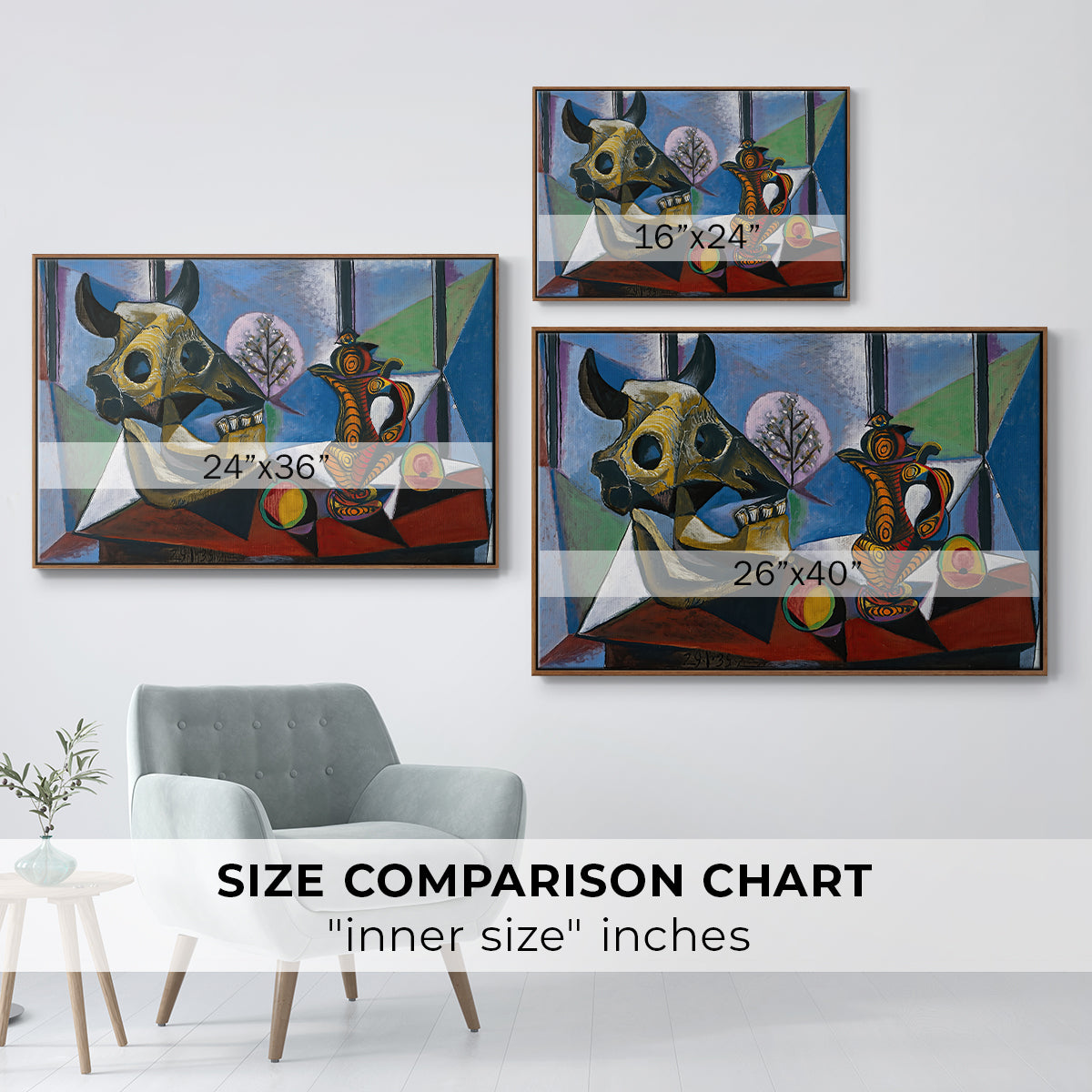 Still Life with Bull's Skull, 1939 - Floater Framed Canvas Print