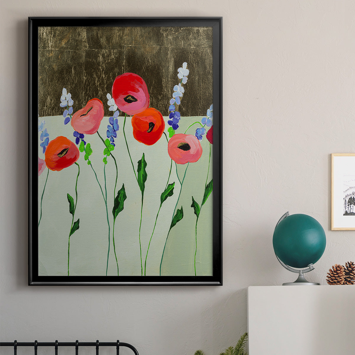 Poppy Party - Modern Framed Canvas Print