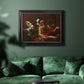 Classical religious painting of Saint Jerome with an angel by Simon Vouet in an ornate black frame with gilded inner detail displayed in a dark-toned interior setting.
