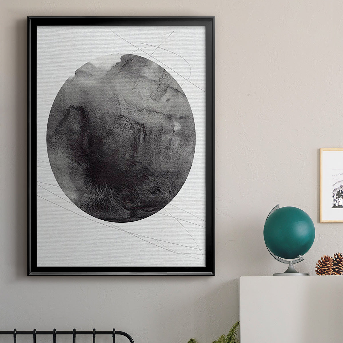 Graphite Moon I - Modern Framed Canvas Print