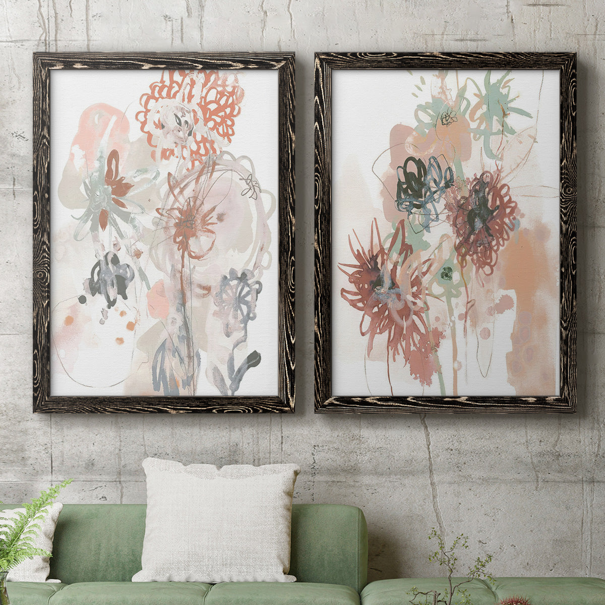 Petal Drift III - Premium Framed Canvas 2 Piece Set - Ready to Hang