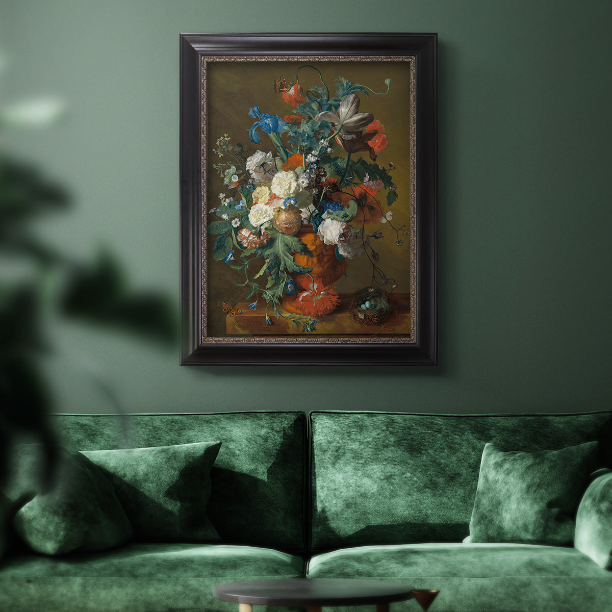 Flowers in an Urn - Ornate Framed Canvas Print