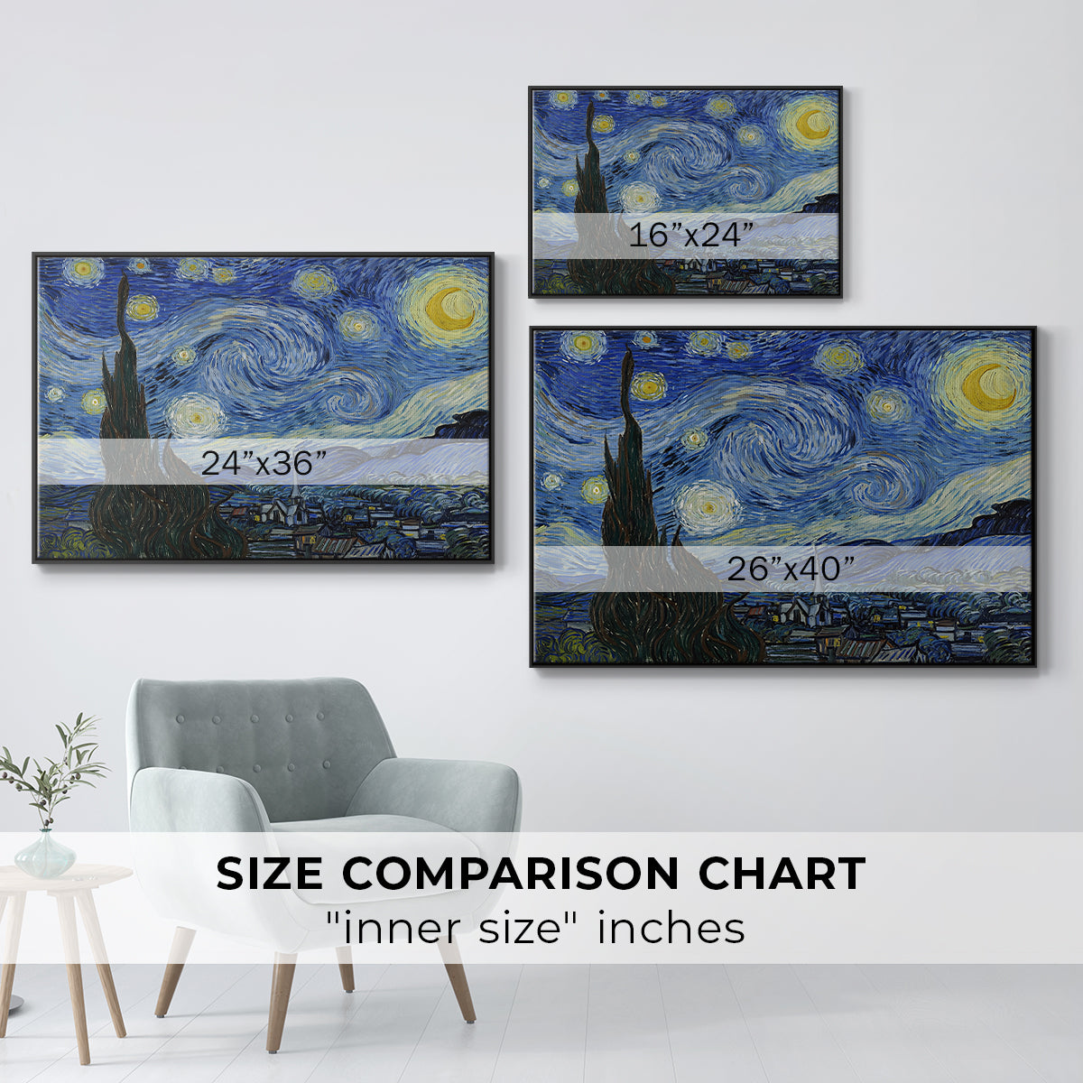 The Starry Night, 1889 - Floater Framed Canvas Print