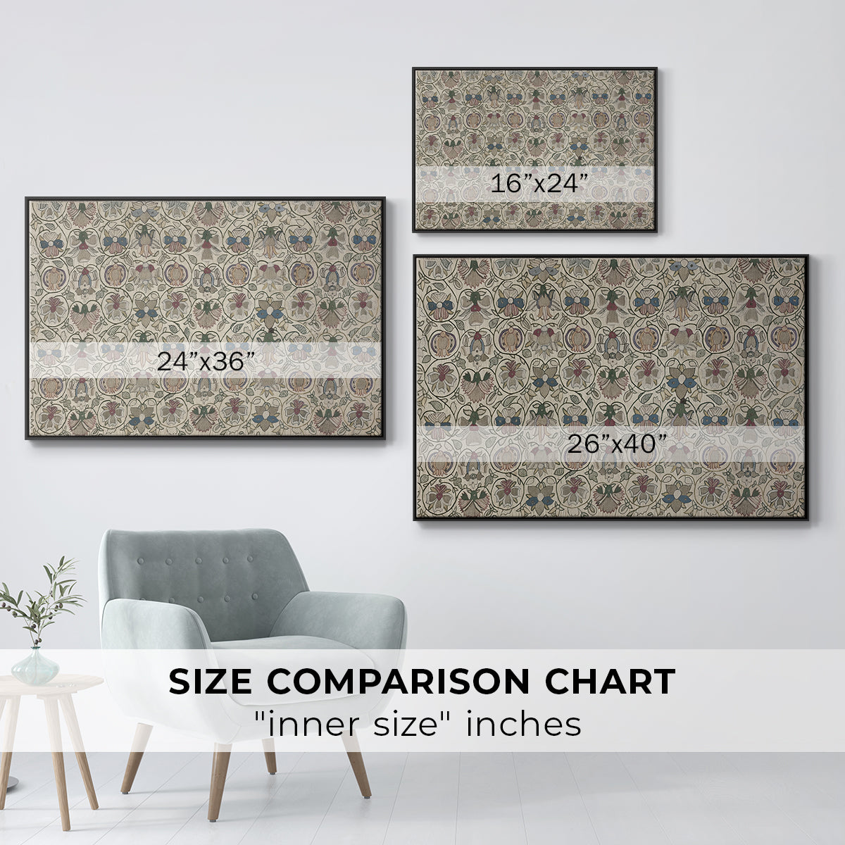 Long Cushion Cover (Printed Textile), c. 1600 - Floater Framed Canvas Print