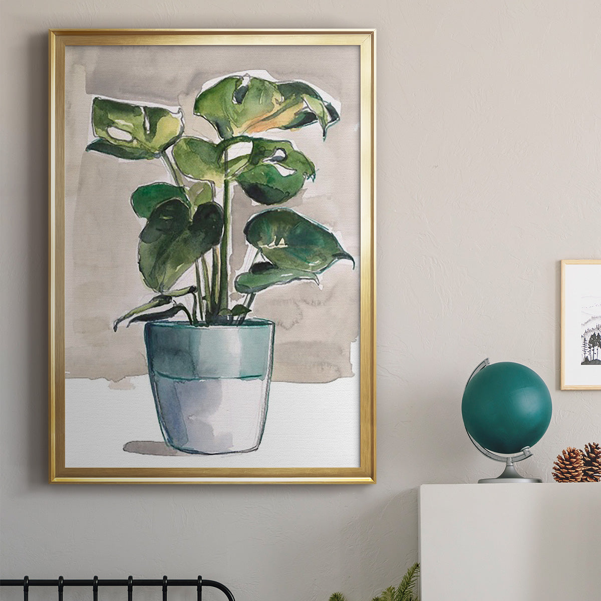 Potted Houseplant II - Modern Framed Canvas Print