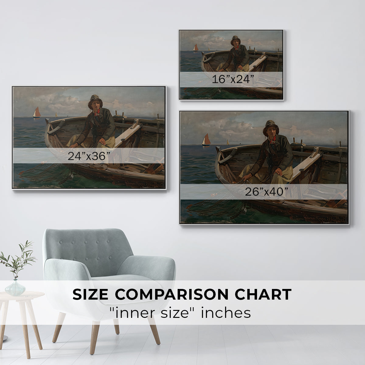 Fishermen from Rügen, 1882 - Floater Framed Canvas Print