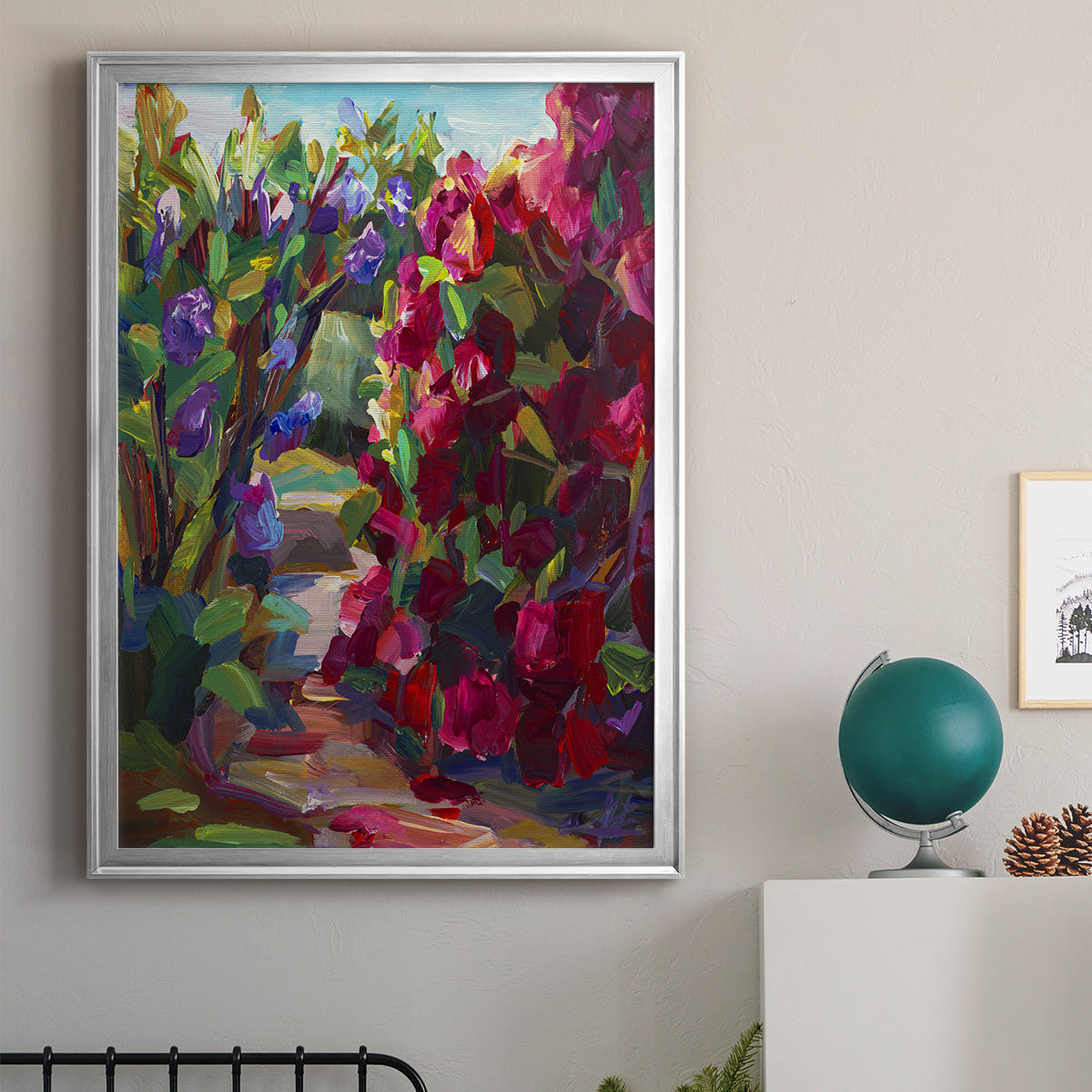 Lilacs & Rhodies - Modern Framed Canvas Print