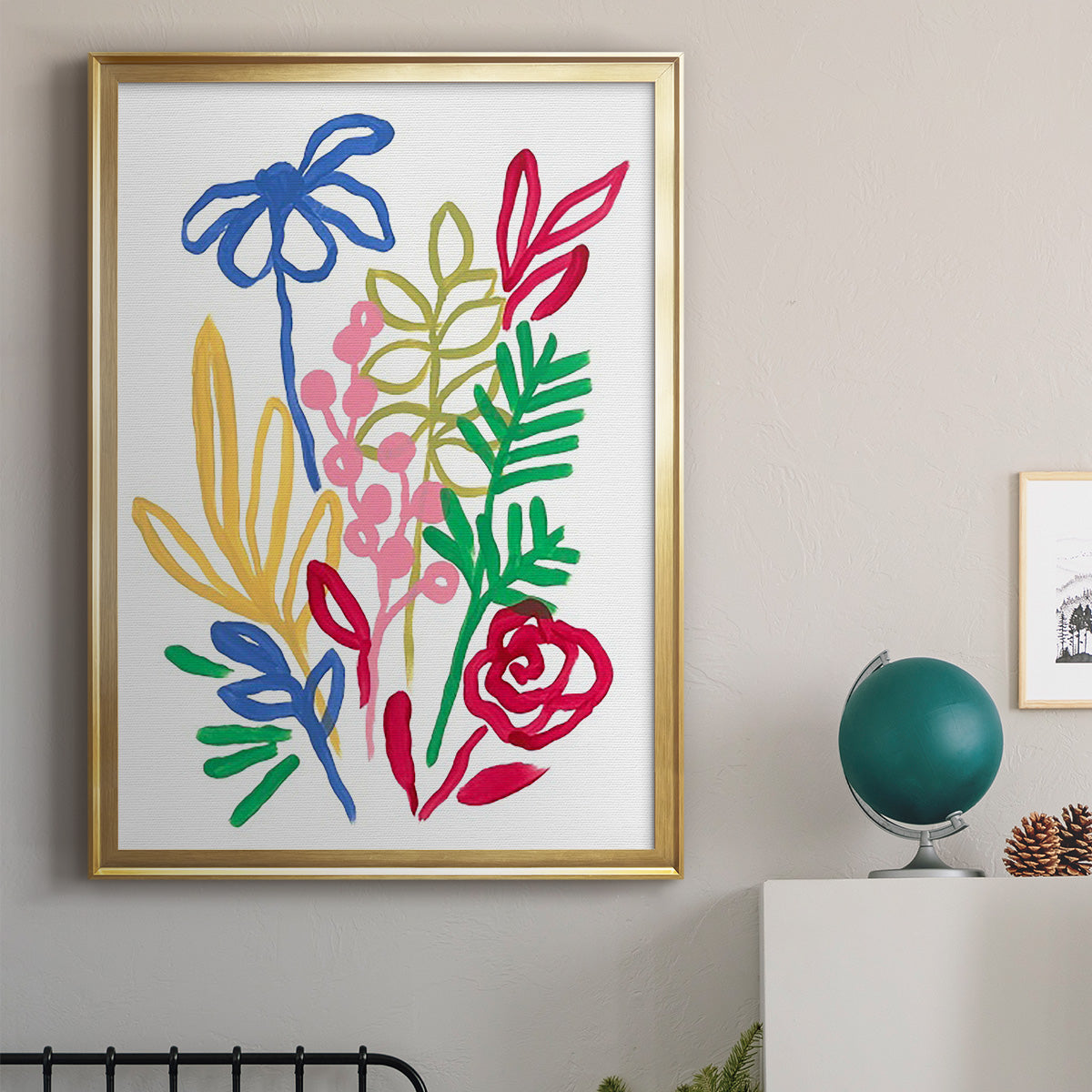 Bold Brushstroke Blooms I - Modern Framed Canvas Print