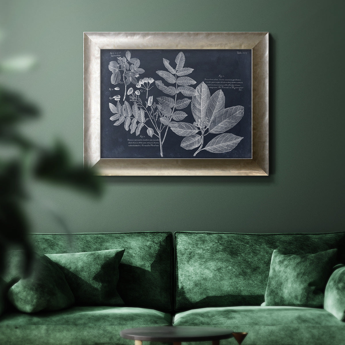 Foliage on Navy V Premium Framed Canvas- Ready to Hang