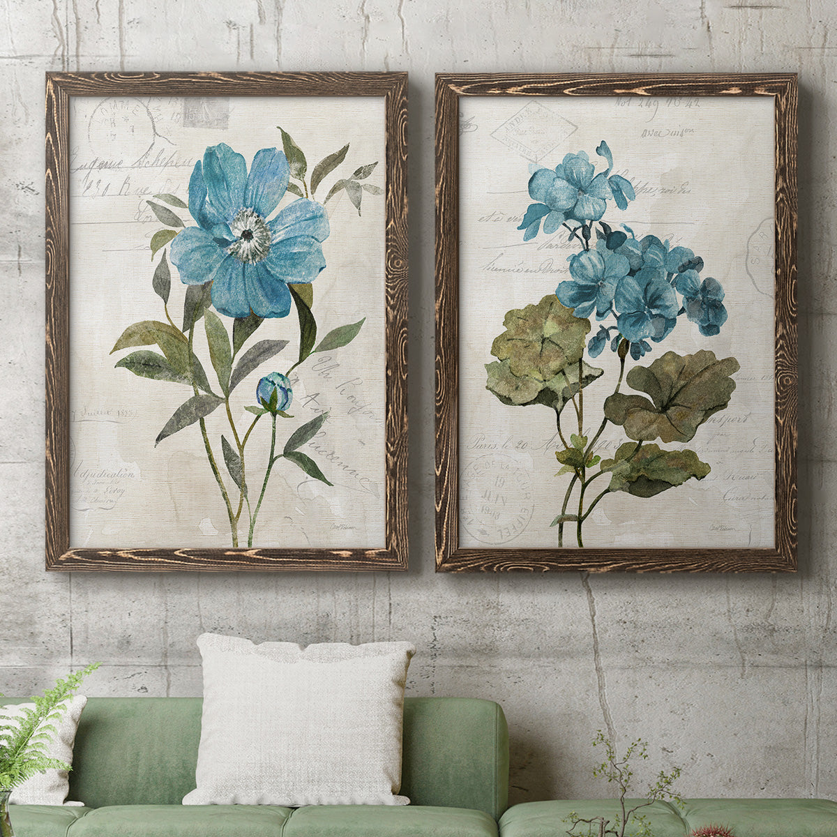 Linen Peony - Premium Framed Canvas 2 Piece Set - Ready to Hang