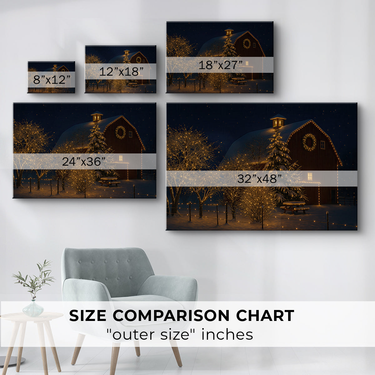 Warm Lantern Snow Blessing - Canvas Art Print