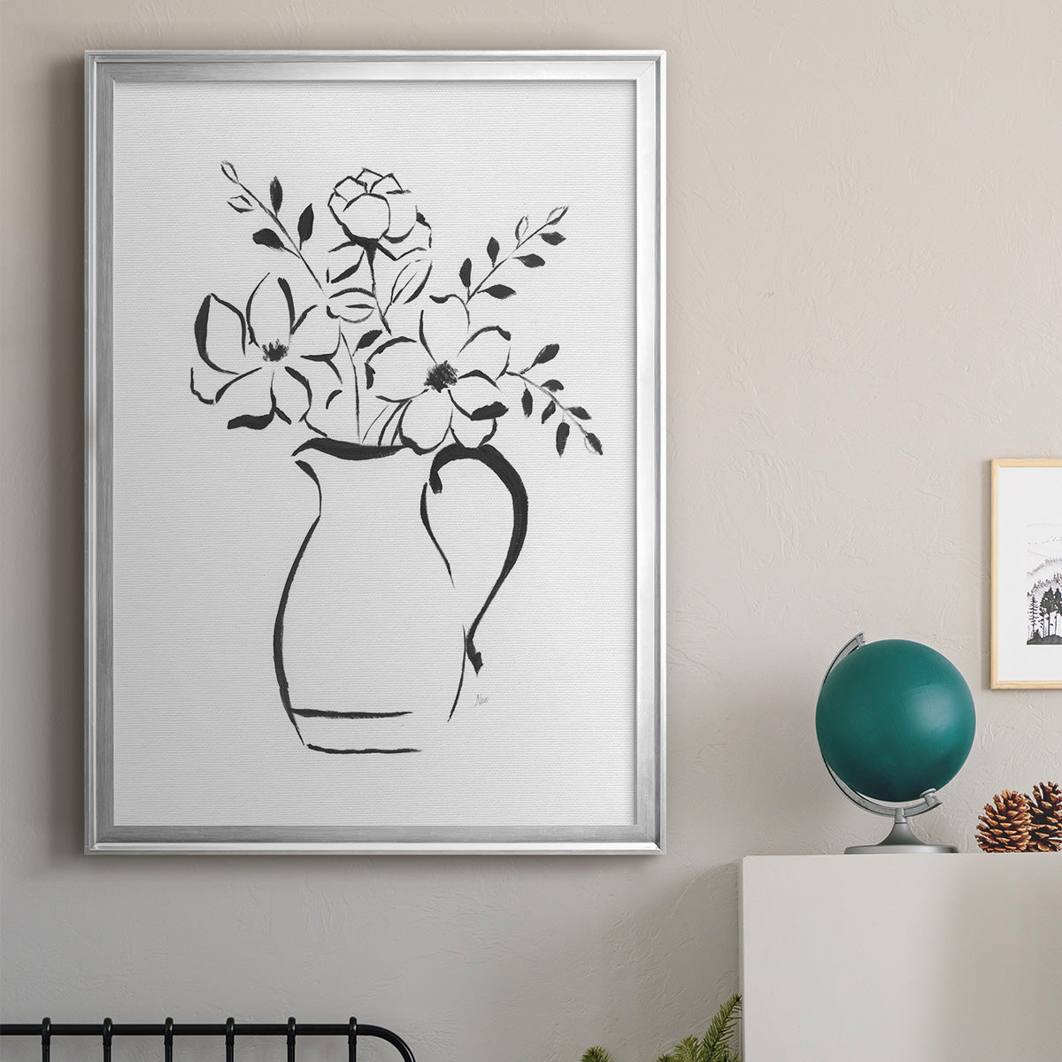Sketchy Bouquet II - Modern Framed Canvas Print