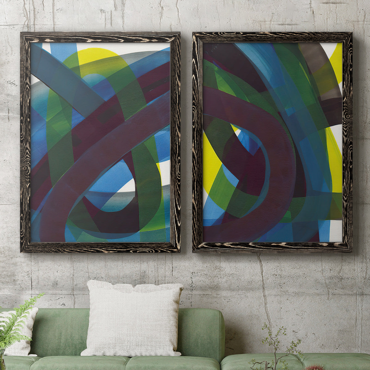 Cool Network I - Premium Framed Canvas 2 Piece Set - Ready to Hang