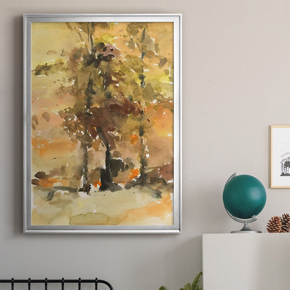 Fall Foliage Watercolor I - Modern Framed Canvas Print