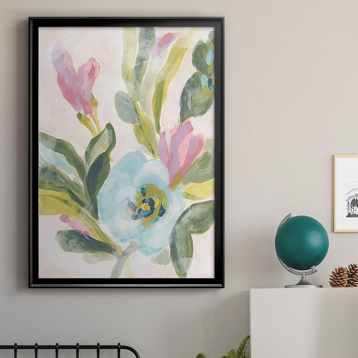 Floral Breeze Fresco  II - Modern Framed Canvas Print