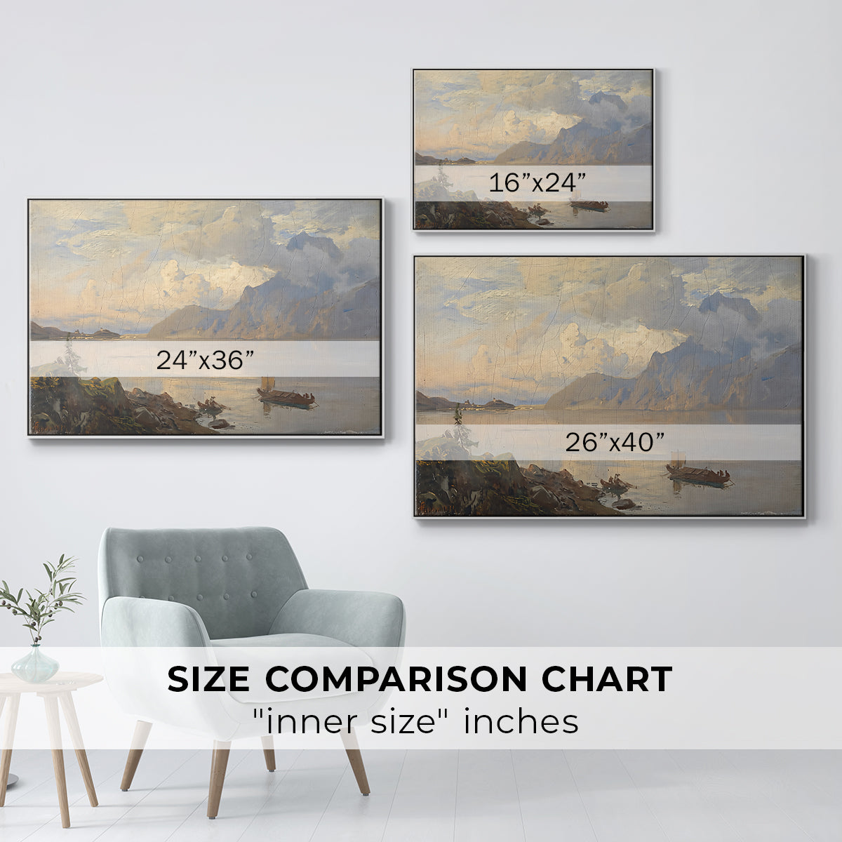 Traunsee, 1871 - Floater Framed Canvas Print