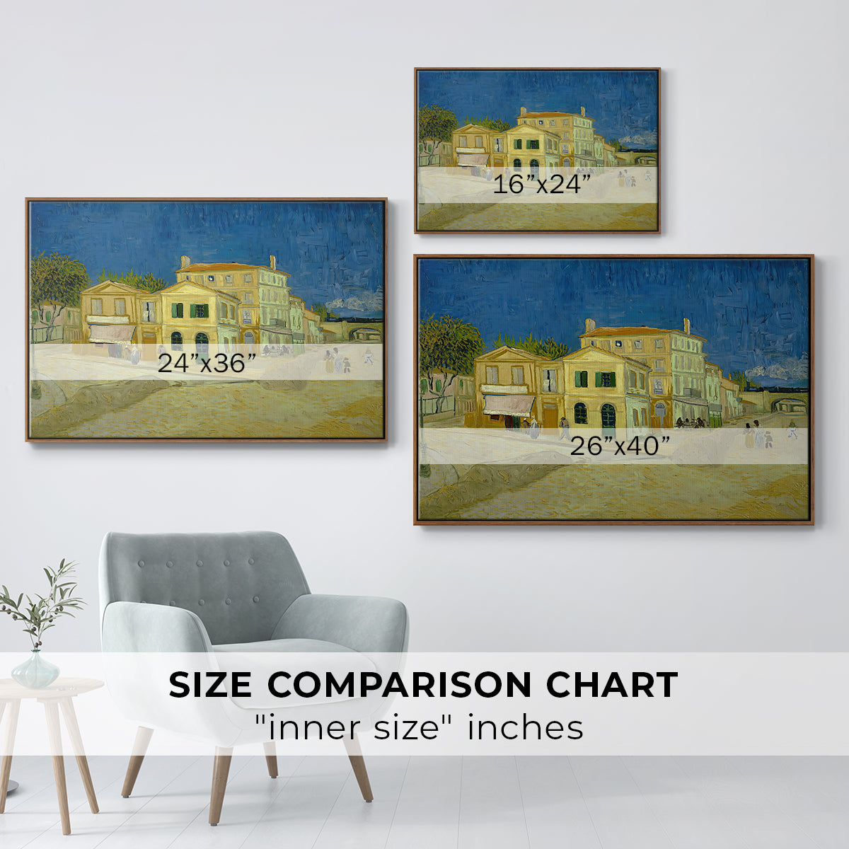 The Yellow House (The Street), 1888 - Floater Framed Canvas Print