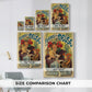 Size comparison chart for canvas art prints, showing multiple size options.