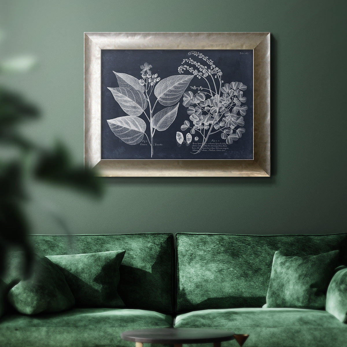 Foliage on Navy III Premium Framed Canvas- Ready to Hang