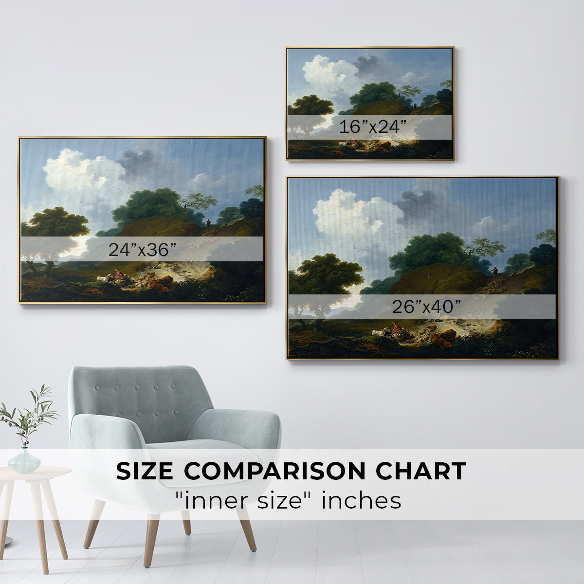 Landscape with Shepherds and Flock of Sheep, c. 1763-1765 - Floater Framed Canvas Print