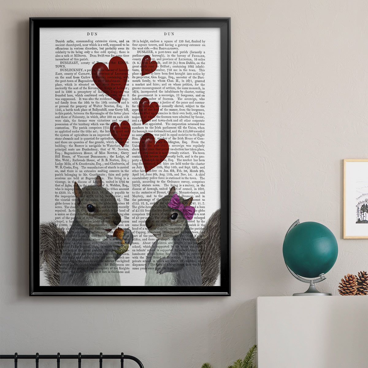 Squirrel Love - Modern Framed Canvas Print