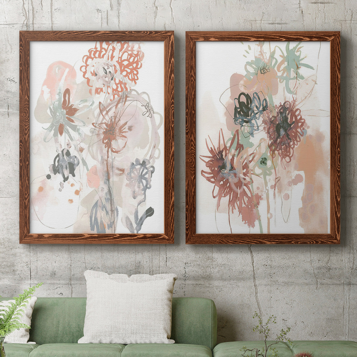 Petal Drift III - Premium Framed Canvas 2 Piece Set - Ready to Hang