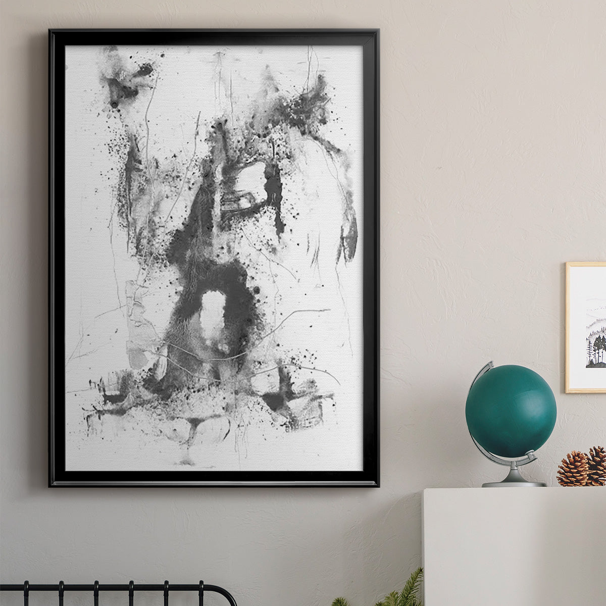 Graphite Abstract II - Modern Framed Canvas Print