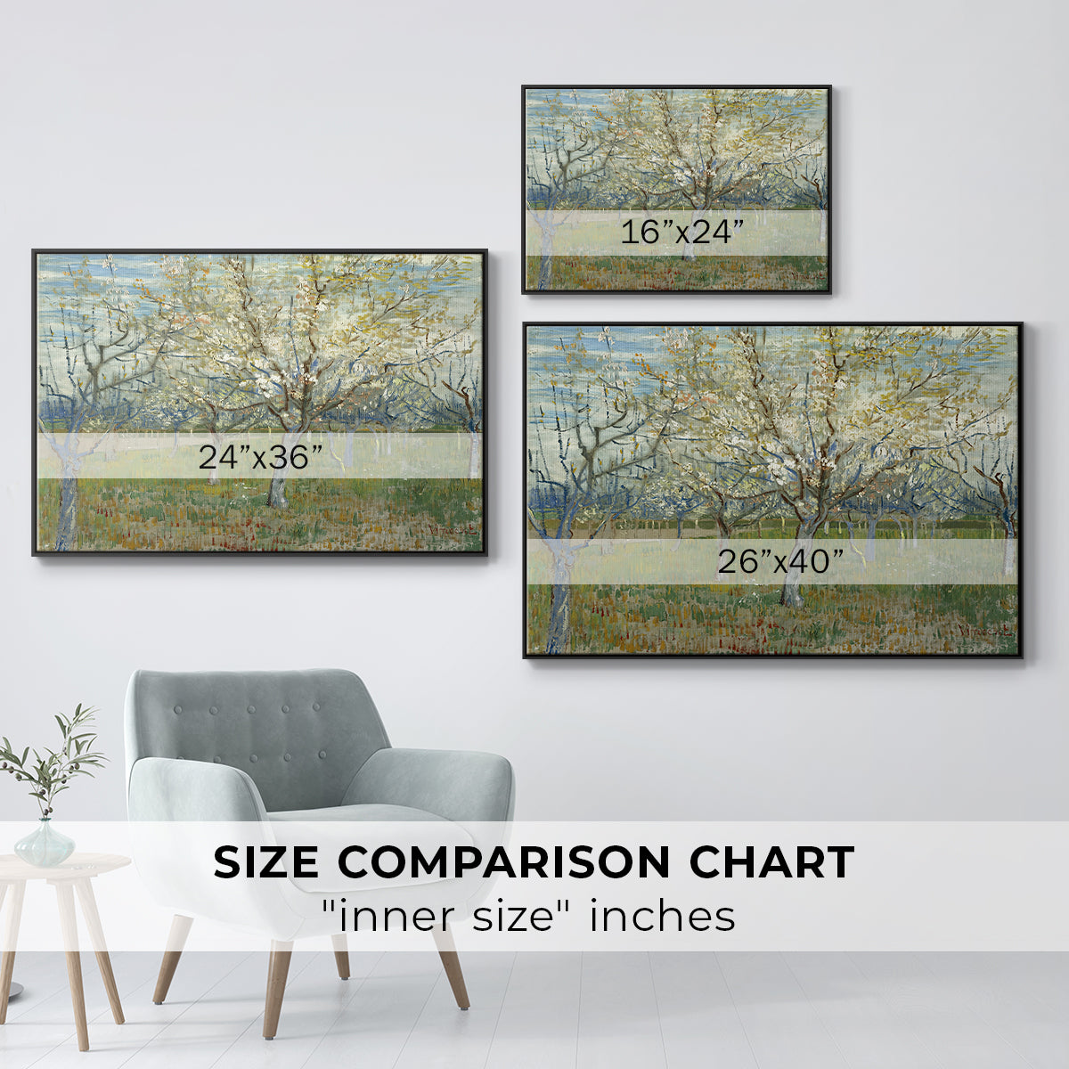 The Pink Orchard, 1888 - Floater Framed Canvas Print