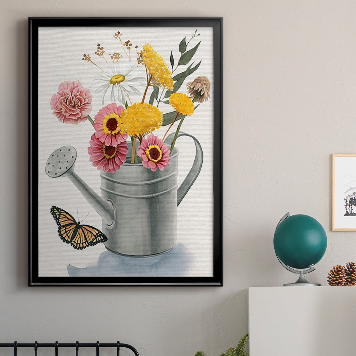 Watering Can Bouquet I - Modern Framed Canvas Print