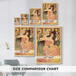 Size comparison chart for canvas art prints, showing multiple size options.