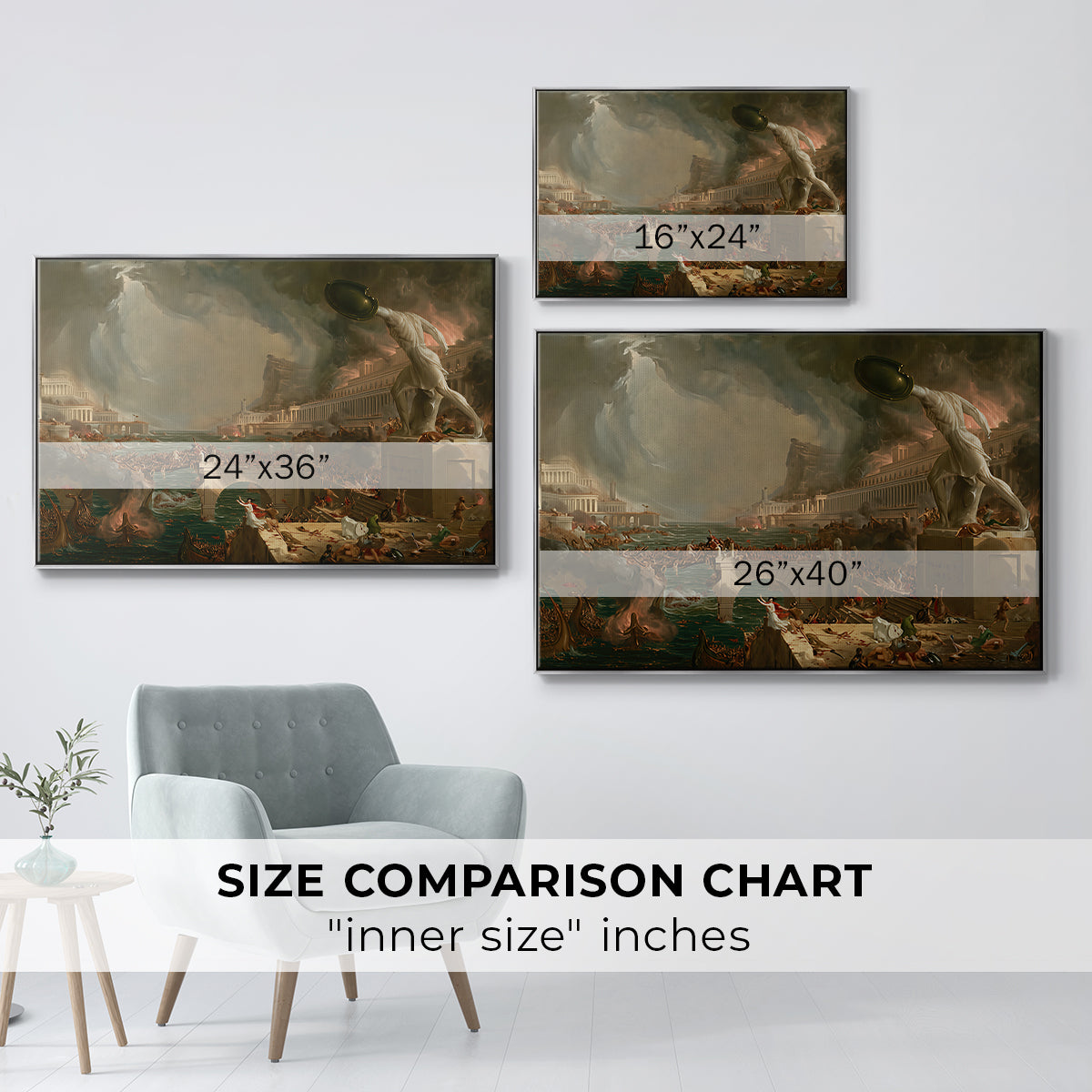 The Course of Empire: Destruction, 1836 - Floater Framed Canvas Print
