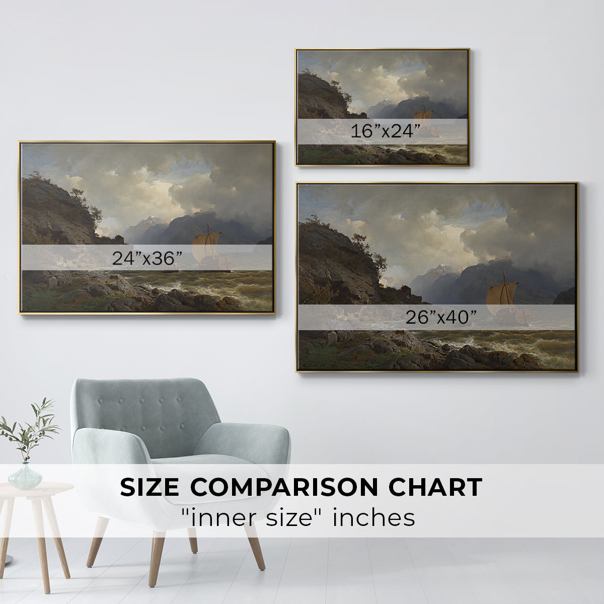 From the Western Coast of Norway, 1862 - Floater Framed Canvas Print