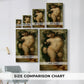 Size comparison chart for canvas art prints, showing multiple size options.