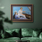 Impressionist leisure boating scene by Édouard Manet in an ornate bronzed mahogany wood frame displayed in a dark-toned interior setting.