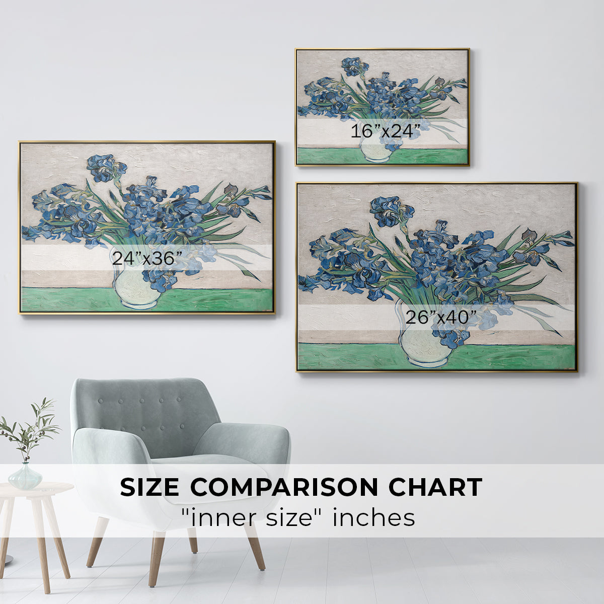 Irises, 1890 - Floater Framed Canvas Print