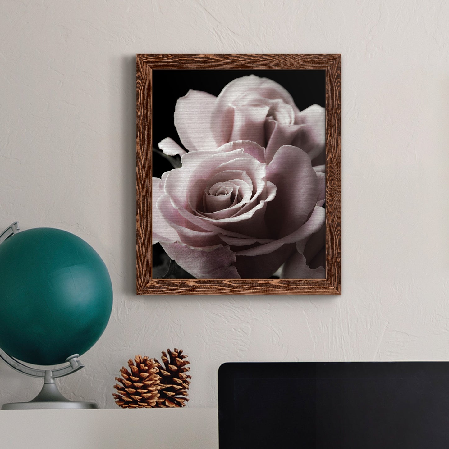 Rose Noir II - Premium Canvas Framed in Barnwood - Ready to Hang