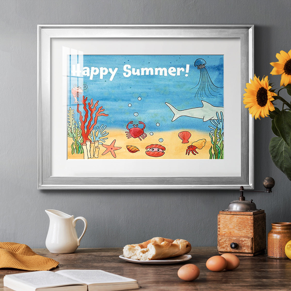 Cute Sea Creatures I - Modern Framed Art Print