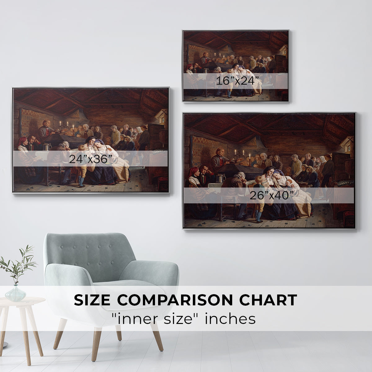Funeral Feast, 1854 - Floater Framed Canvas Print