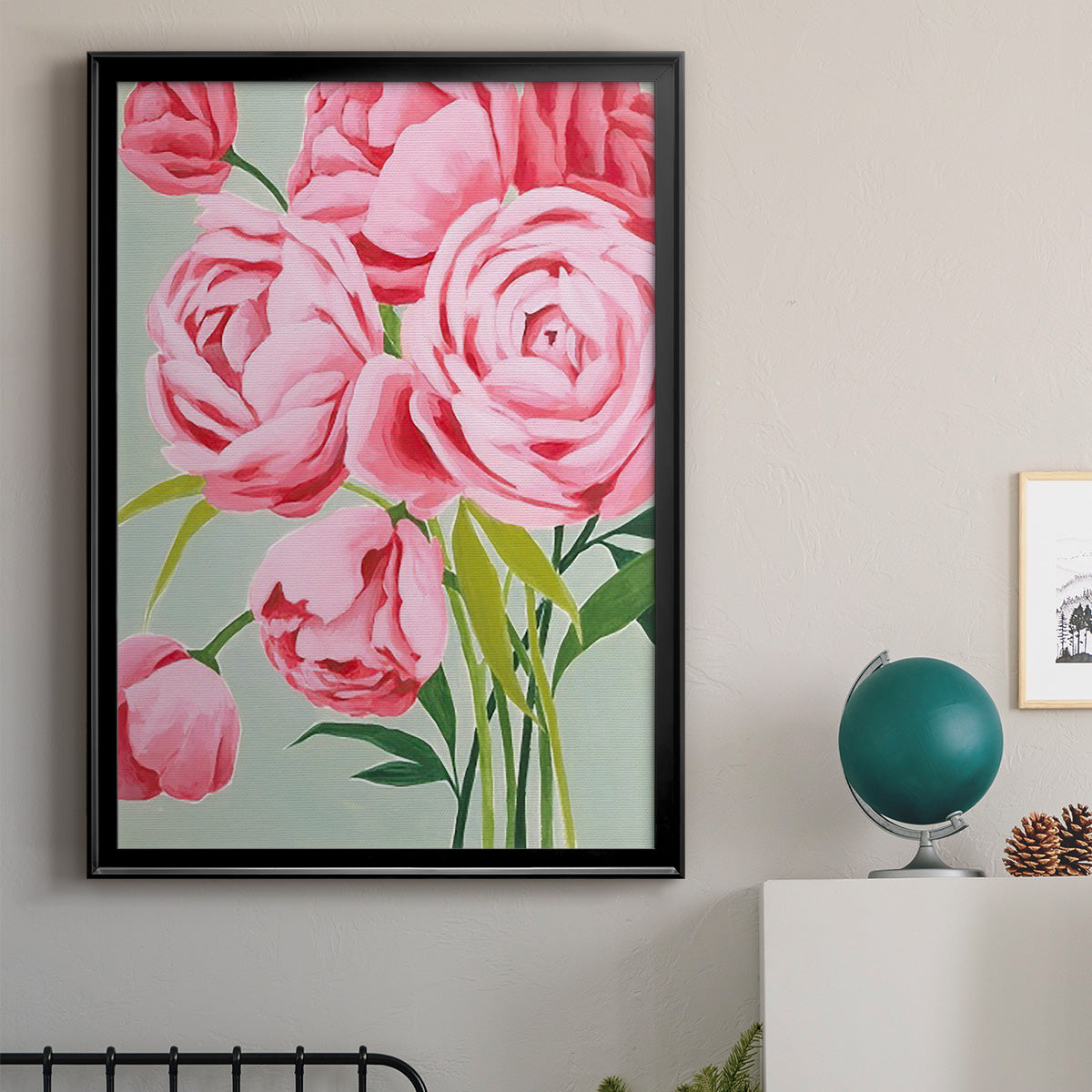 This Year's Peonies I - Modern Framed Canvas Print