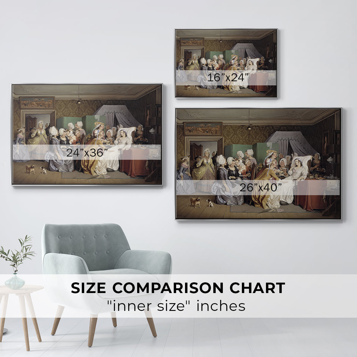 The Maternity Room (Scene from "Barselstuen"), 1845 - Floater Framed Canvas Print