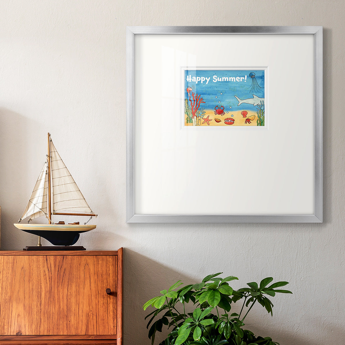 Cute Sea Creatures I Premium Framed Print Double Matboard