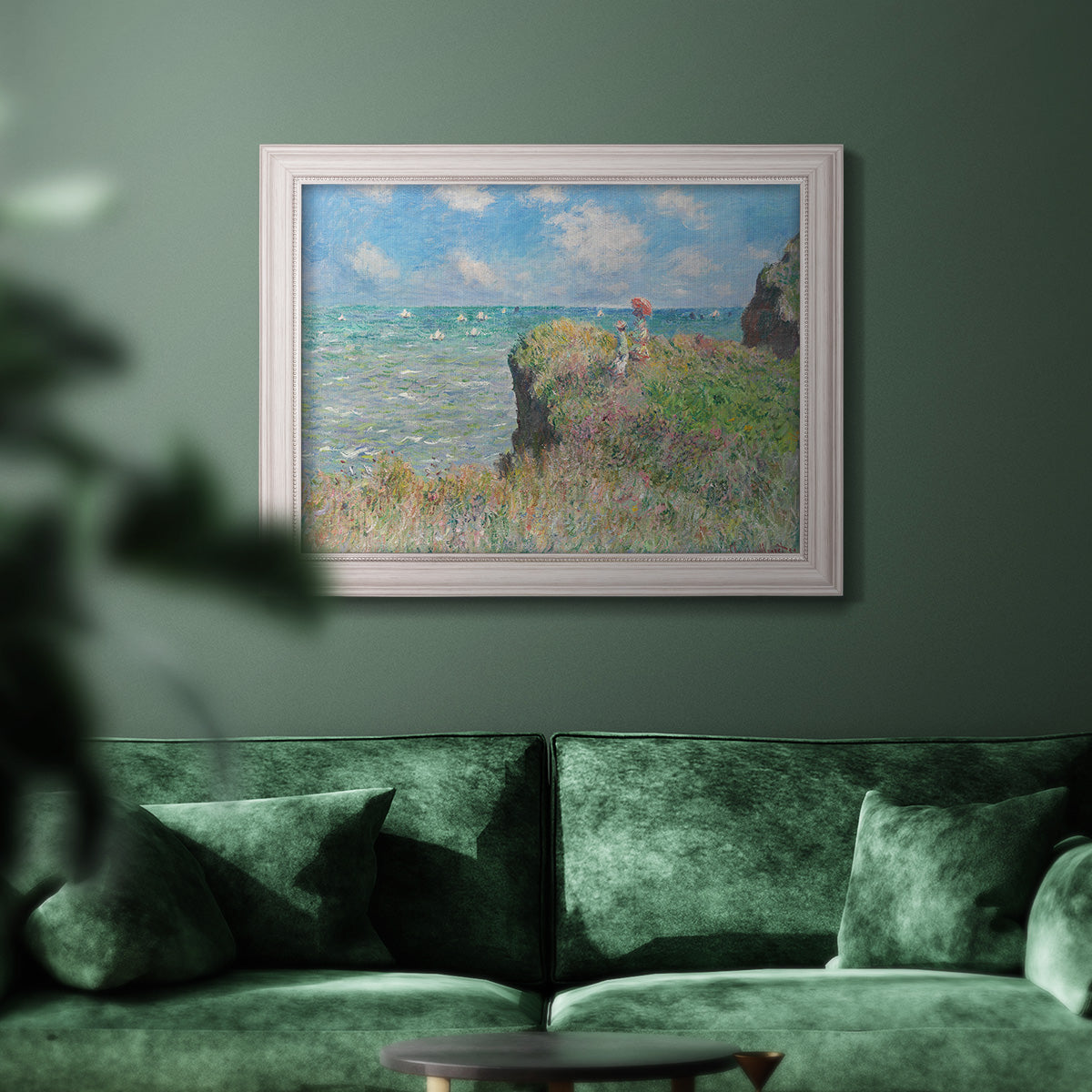 Cliff Walk At Pourville, 1882 - Ornate Framed Canvas Print