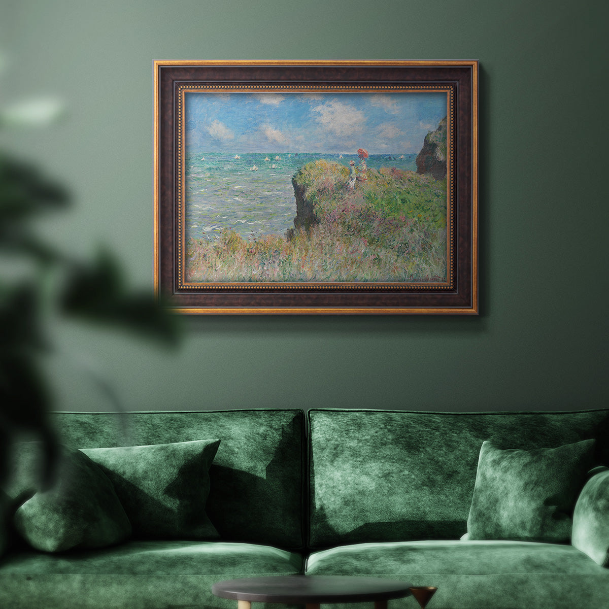 Cliff Walk At Pourville, 1882 - Ornate Framed Canvas Print